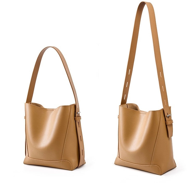 Genuine Leather Crossbody & Shoulder Oversized Bucket Bag