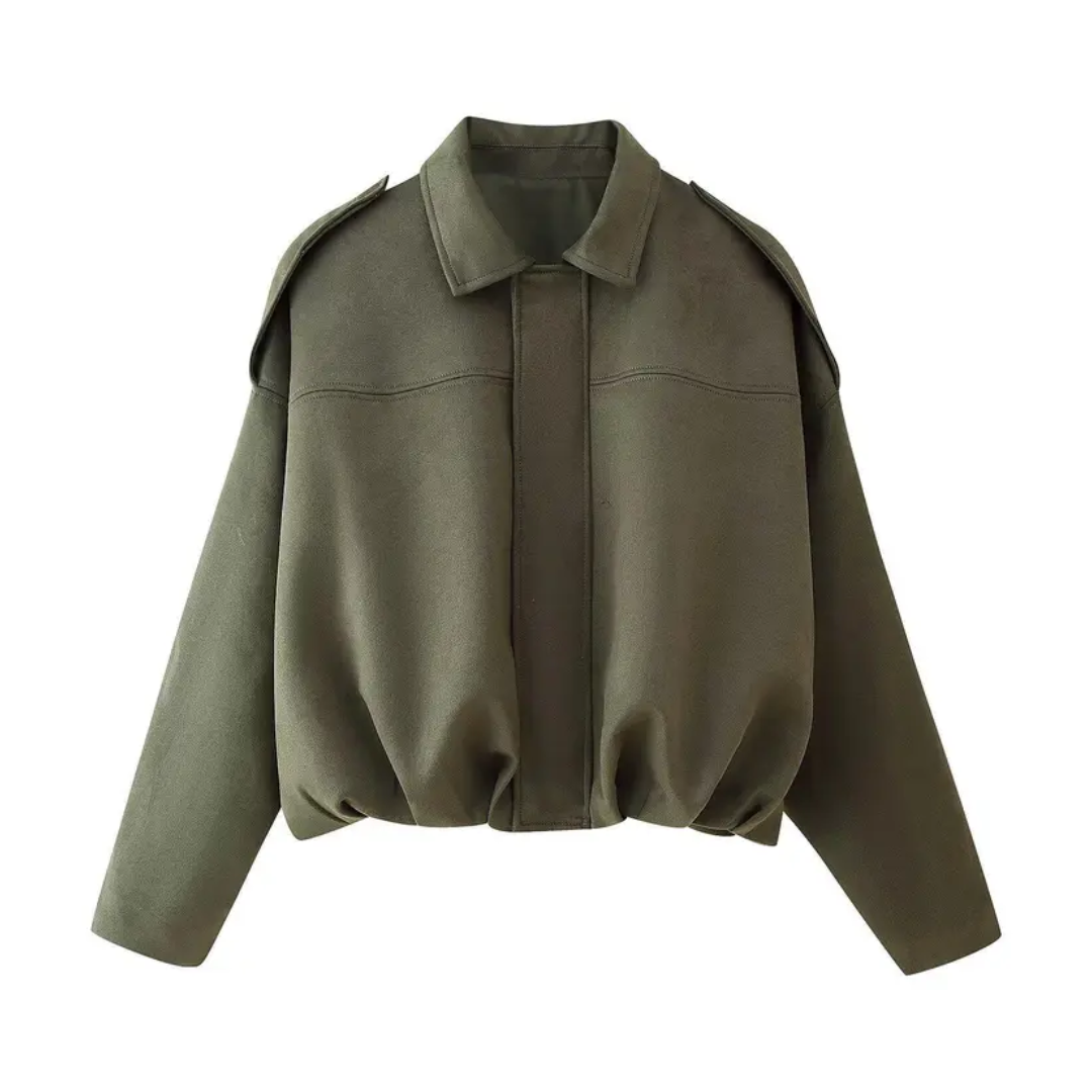 Jean™ – Vintage Suede Epaulet Bomber Jacket