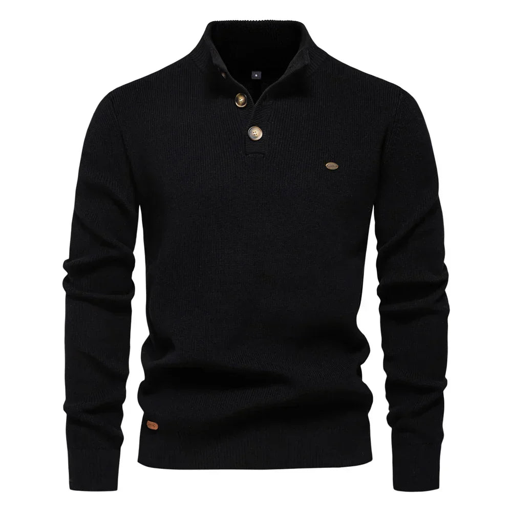 Aaron | Men's Sweater With Button Design
