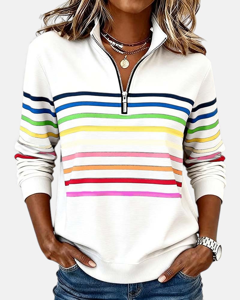 The Nora™ — Striped Zip Pullover