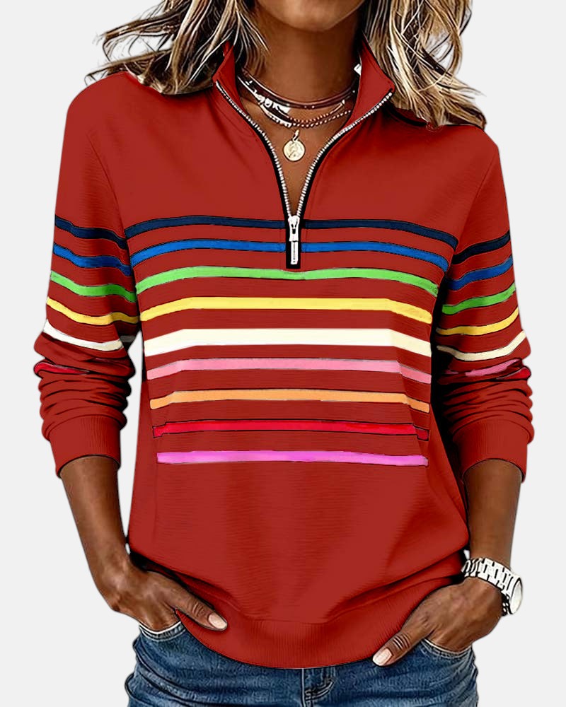 The Nora™ — Striped Zip Pullover