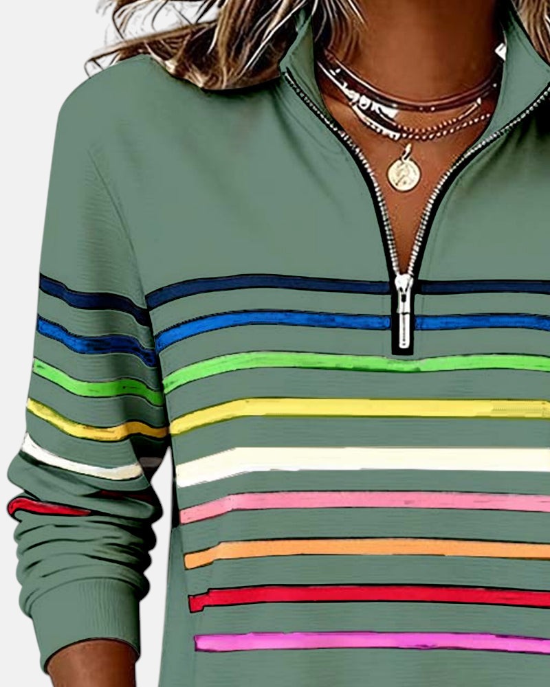 The Nora™ — Striped Zip Pullover