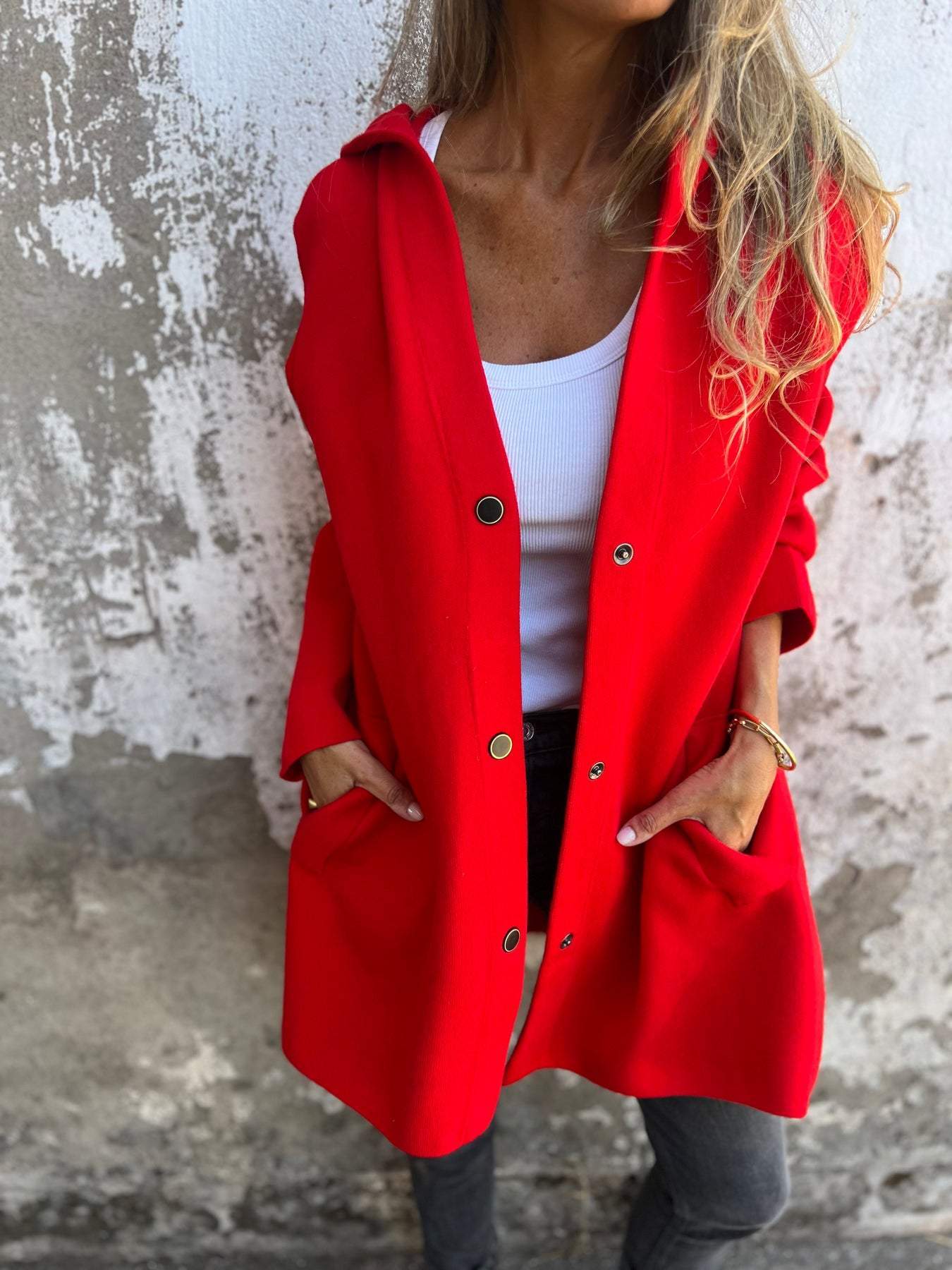 Arianna | Button-detailed Hooded Cardigan