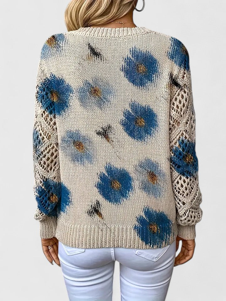 Matilda™ Floral Crochet-Sleeve Knit