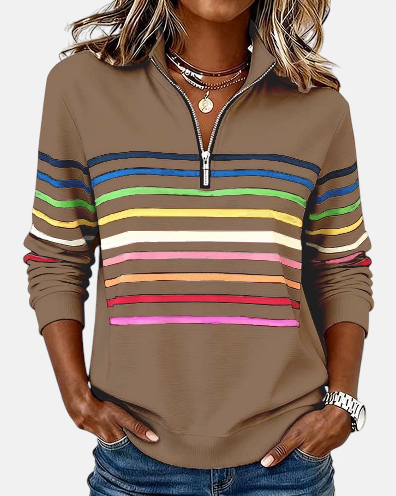 The Nora™ — Striped Zip Pullover