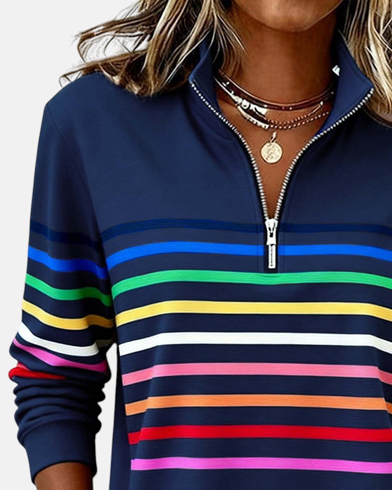 The Nora™ — Striped Zip Pullover
