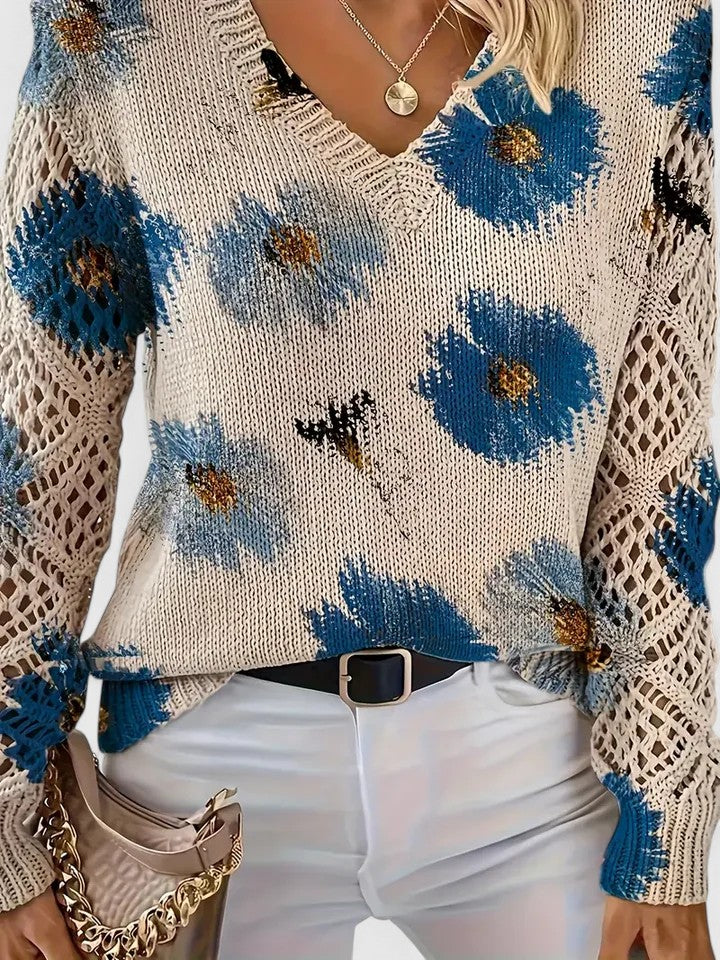 Matilda™ Floral Crochet-Sleeve Knit