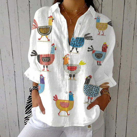 Ingrid™ | Playful Hen Blouse