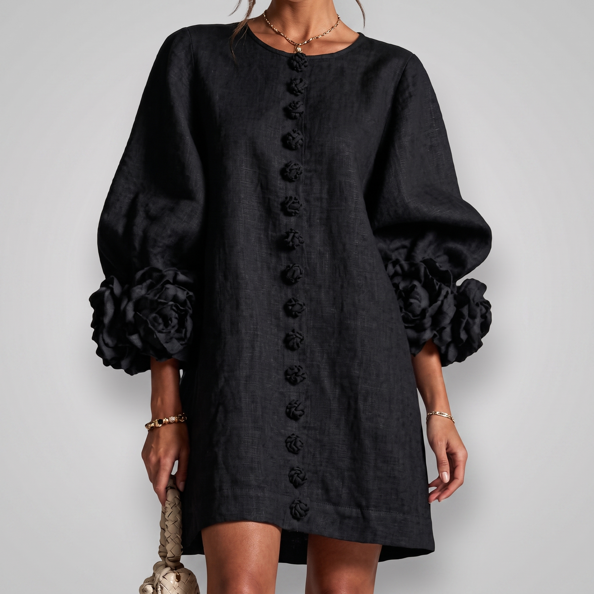 Daisy™ | Rosette Sleeve Shift Dress