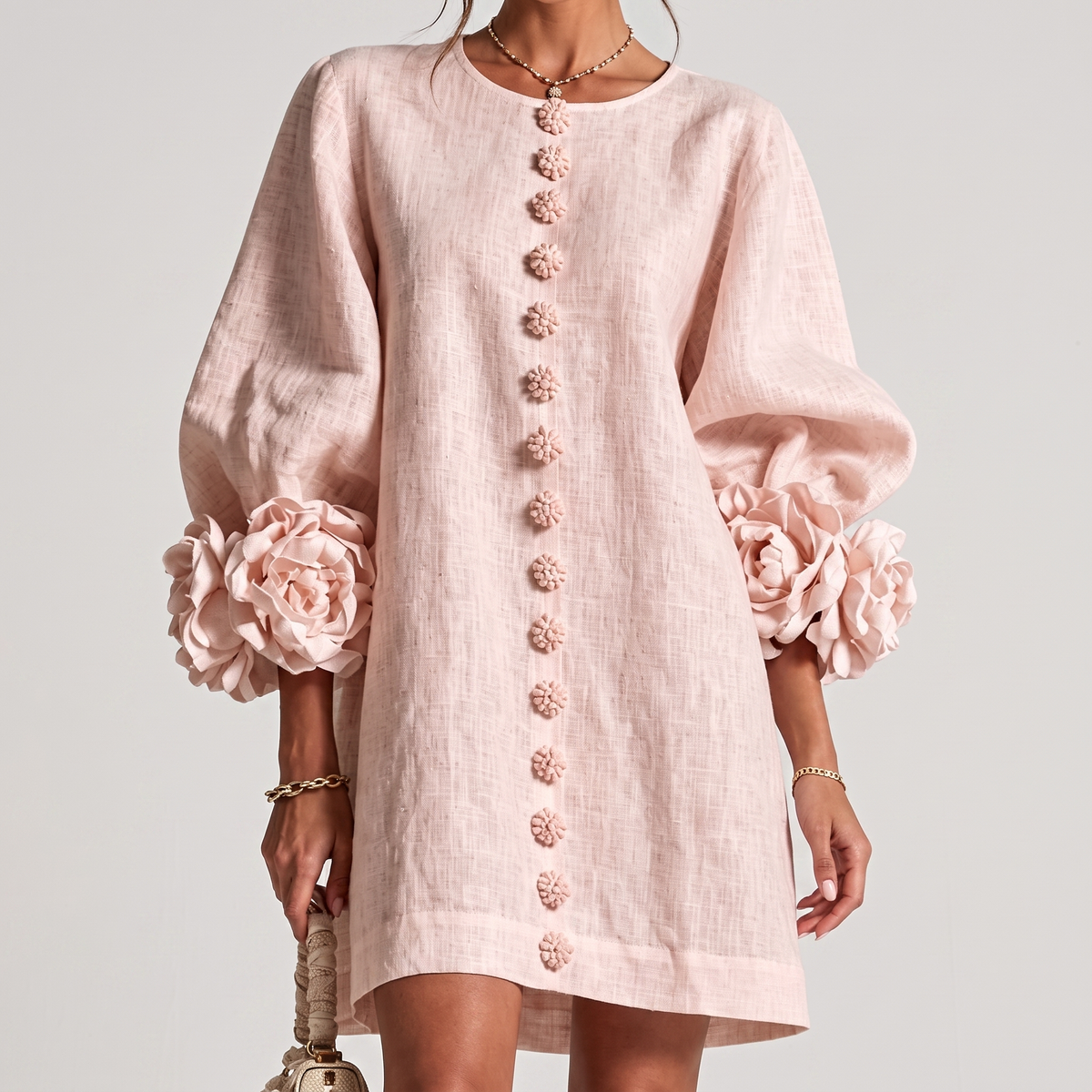 Daisy™ | Rosette Sleeve Shift Dress