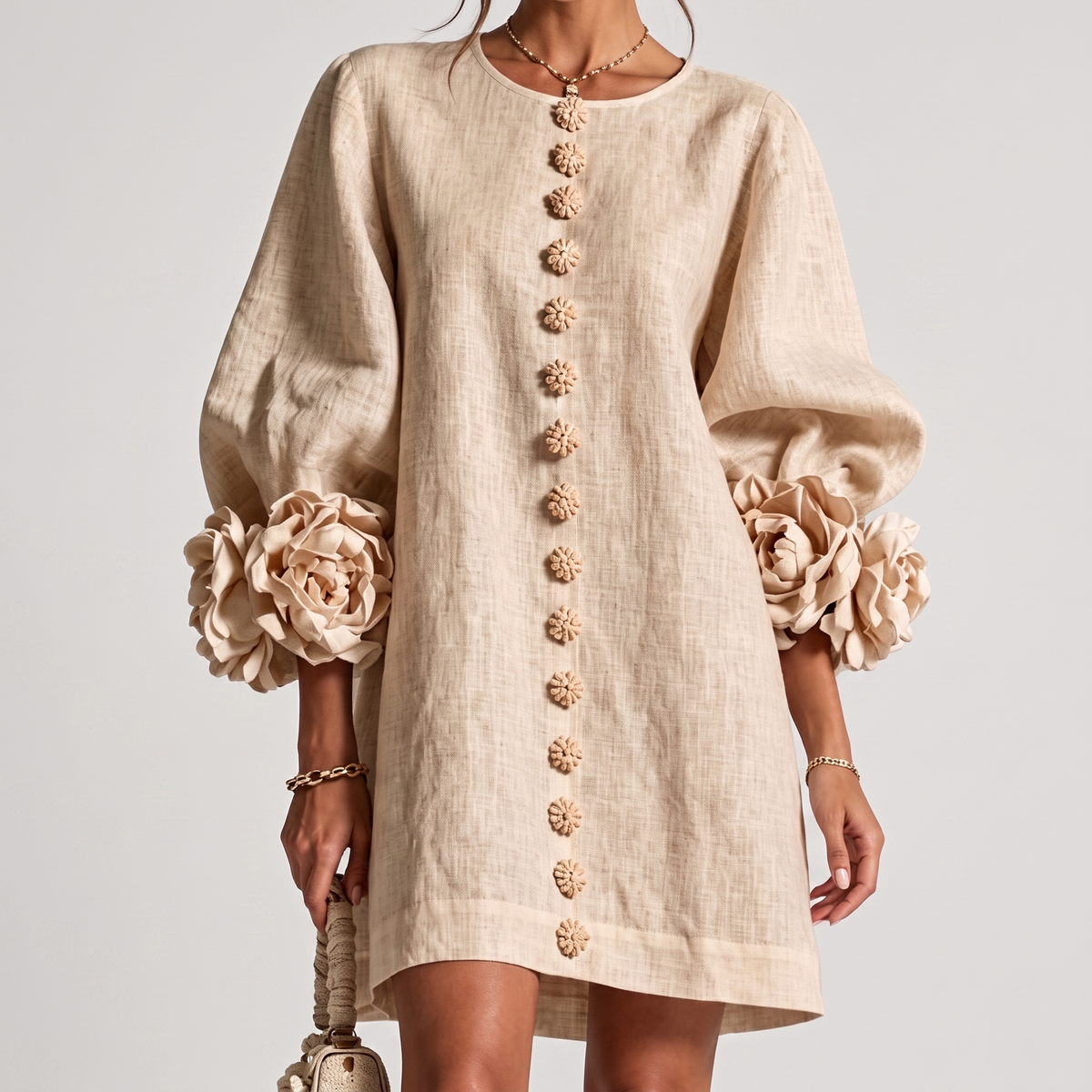 Daisy™ | Rosette Sleeve Shift Dress