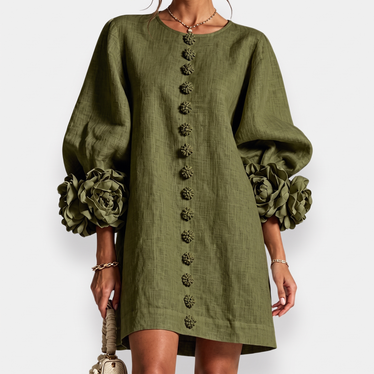 Daisy™ | Rosette Sleeve Shift Dress