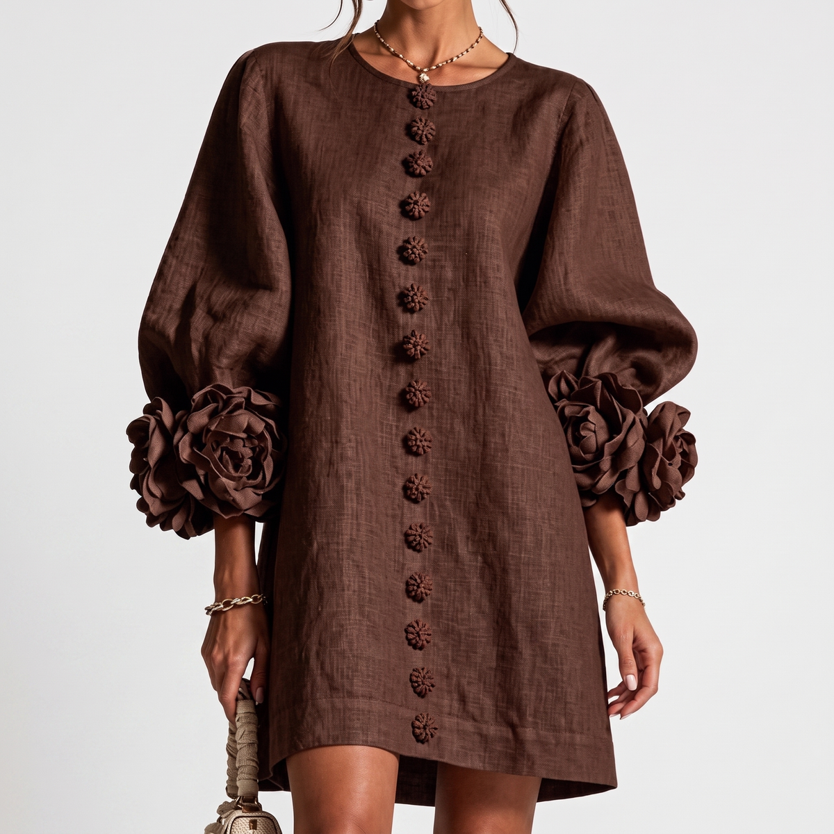 Daisy™ | Rosette Sleeve Shift Dress