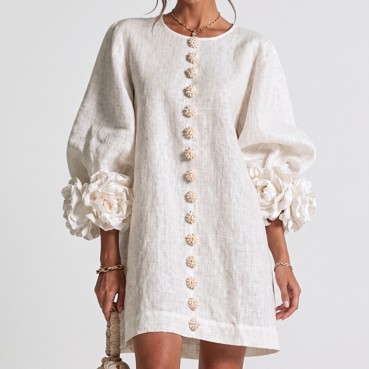 Daisy™ | Rosette Sleeve Shift Dress