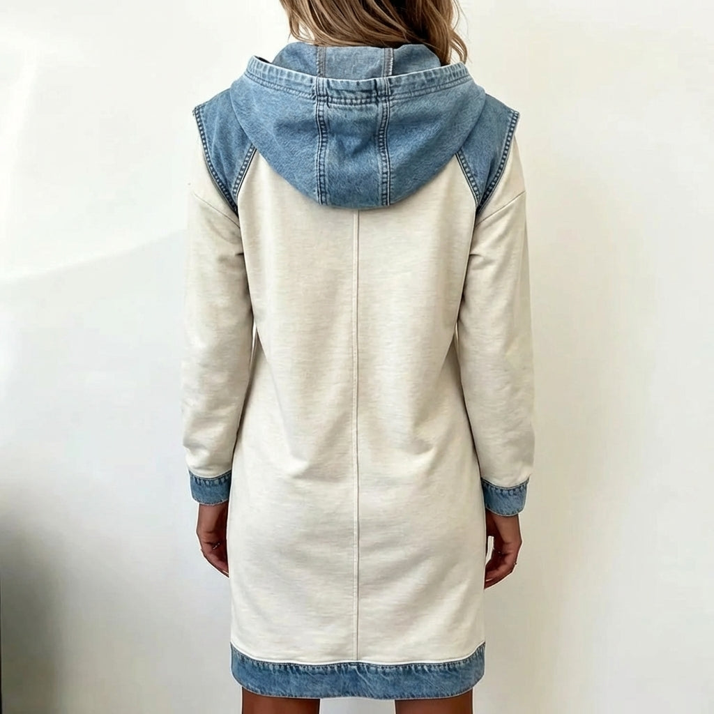 Katnise™ | Effortless Two-Tone Hooded Dress