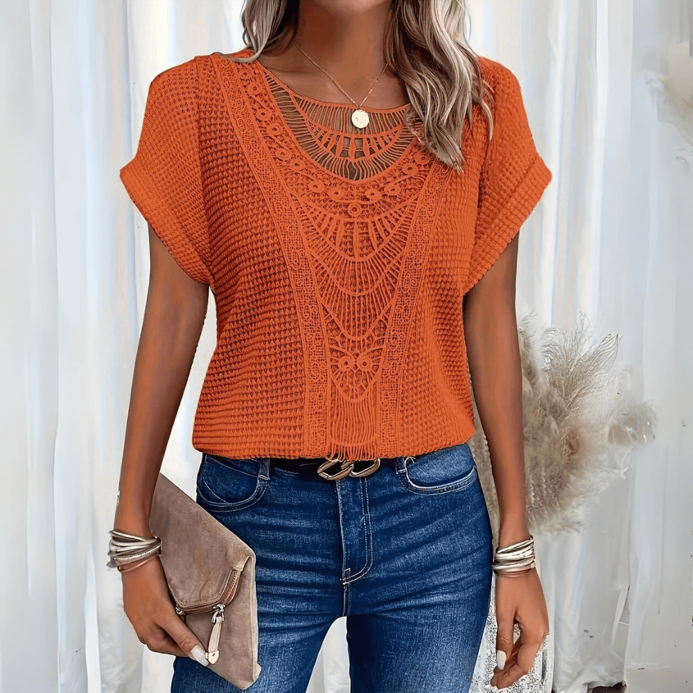 Isla™ Crochet-Trim Knit Top